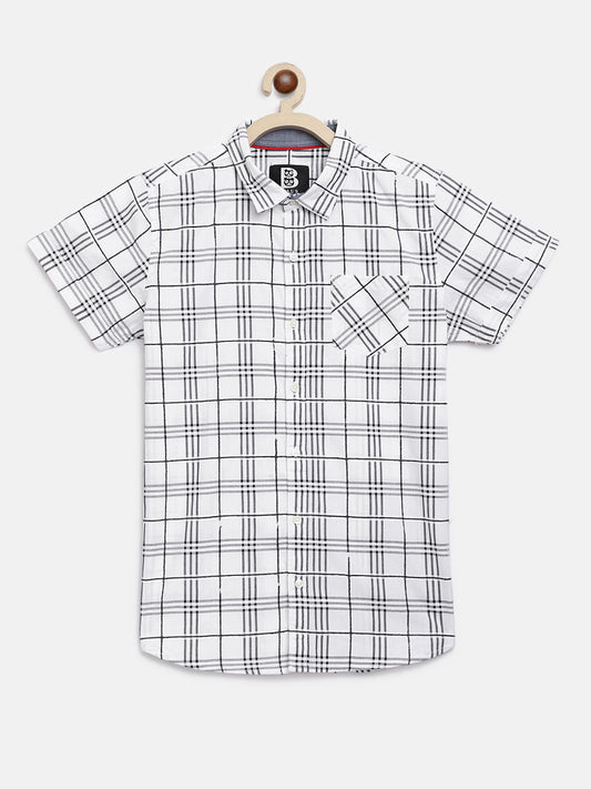 Baus White & Black Check Half Shirt - BAUS Brands